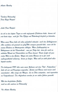 Brief von Alister